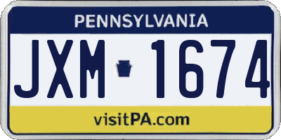 PA license plate JXM1674