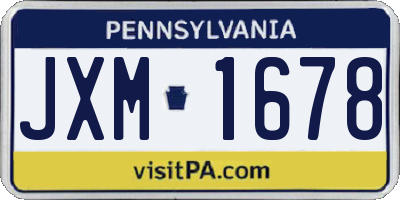PA license plate JXM1678