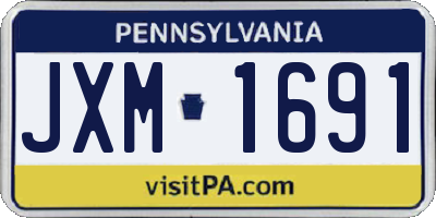 PA license plate JXM1691