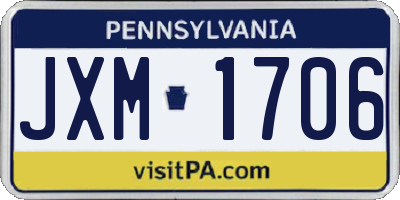 PA license plate JXM1706