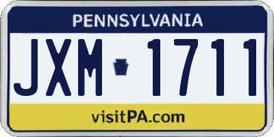 PA license plate JXM1711