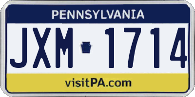 PA license plate JXM1714