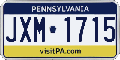PA license plate JXM1715