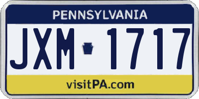 PA license plate JXM1717