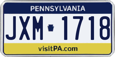 PA license plate JXM1718