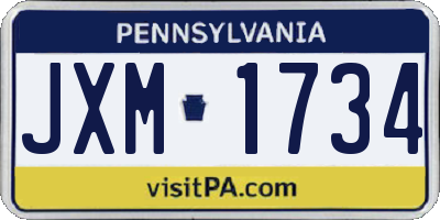 PA license plate JXM1734