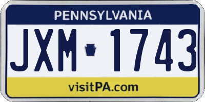 PA license plate JXM1743