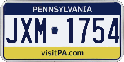 PA license plate JXM1754