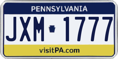 PA license plate JXM1777