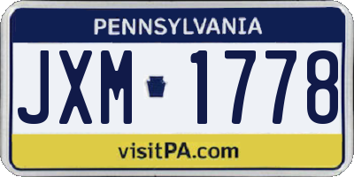 PA license plate JXM1778
