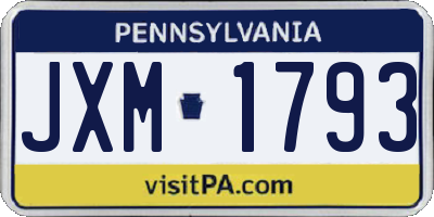 PA license plate JXM1793