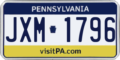 PA license plate JXM1796
