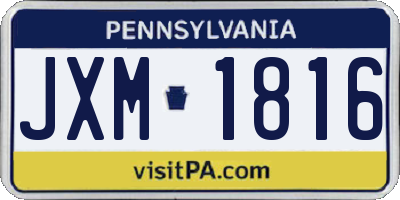 PA license plate JXM1816