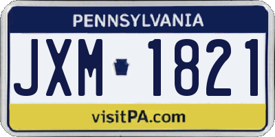 PA license plate JXM1821
