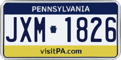 PA license plate JXM1826
