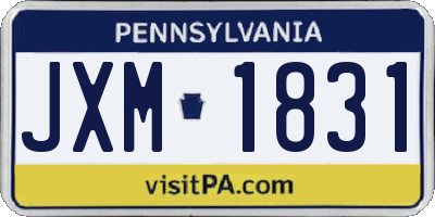 PA license plate JXM1831