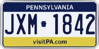 PA license plate JXM1842