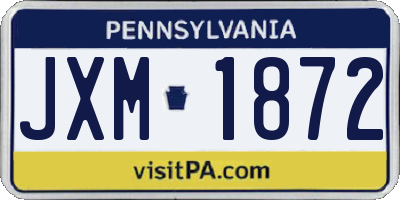 PA license plate JXM1872