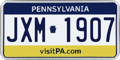 PA license plate JXM1907