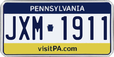 PA license plate JXM1911