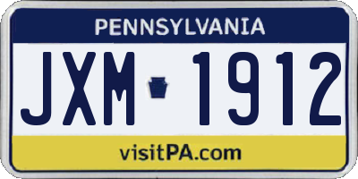 PA license plate JXM1912