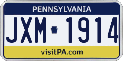 PA license plate JXM1914