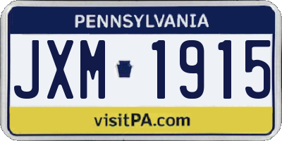 PA license plate JXM1915
