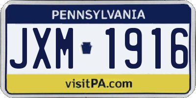 PA license plate JXM1916
