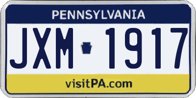 PA license plate JXM1917