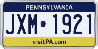 PA license plate JXM1921