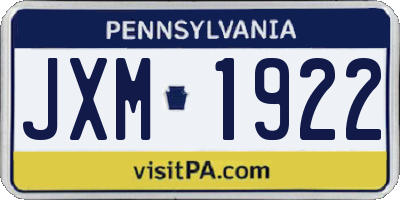 PA license plate JXM1922
