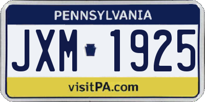 PA license plate JXM1925