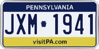 PA license plate JXM1941