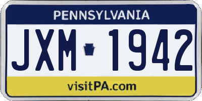 PA license plate JXM1942