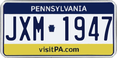 PA license plate JXM1947