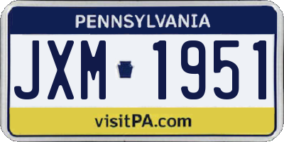 PA license plate JXM1951