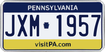 PA license plate JXM1957
