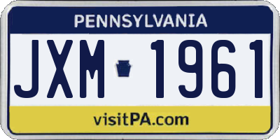 PA license plate JXM1961