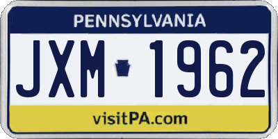 PA license plate JXM1962