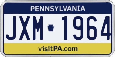 PA license plate JXM1964