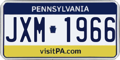 PA license plate JXM1966