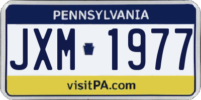 PA license plate JXM1977
