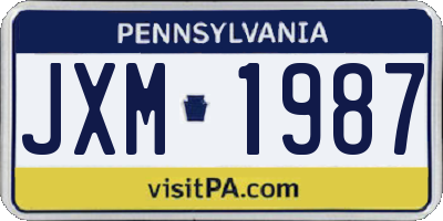 PA license plate JXM1987