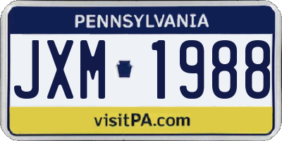 PA license plate JXM1988