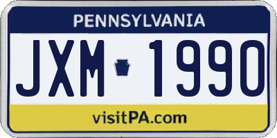 PA license plate JXM1990