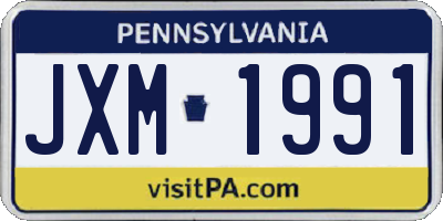 PA license plate JXM1991