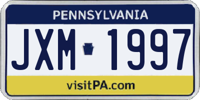 PA license plate JXM1997