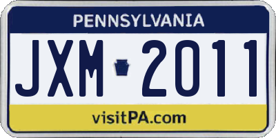 PA license plate JXM2011