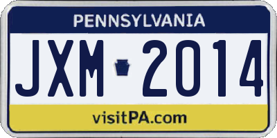 PA license plate JXM2014
