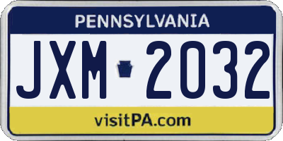 PA license plate JXM2032